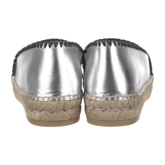 Gucci Authentic Double G Logo Patent Leather Espadrilles Silver Sz 40 - Picture 4 of 8
